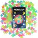 Glow in The Dark Stars Stickers for Ceiling, Adhesive 200pcs 3D Glowing Stars and Moon for Kids Bedroom,Luminous Stickers Create a Realistic Starry Sky,Room Decor,Wall Stickers
