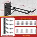 14'' Large Garage Hooks with 3 Support Rods, Heavy Duty Steel Garage Storage Wall Hooks for Garden Tool Organizer, Shed Organizer, Ladder Hooks, Car Tires, Chairs 4 Pack
