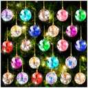 24Pcs Christmas Crystal Glass Balls Ornaments, Multicolor Glass Beads Crystal Pendants Balls Decor for Christmas Tree Home Decor and Wedding Party