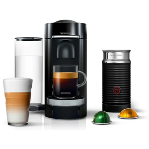 Nespresso Vertuo Plus Deluxe Coffee and Espresso Maker by Breville, Piano Black with Aeroccino Milk Frother