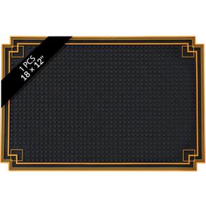 Drydiet 1 Pcs 18 x 12 Inch Bar Mat Non Slip Rubber Mat with Gold Border Durable Stylish Spill Cocktail Service Coffee Mats for Restaurants Barbershop Clippers Bartending, Black