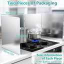 20"x20" Extra Large Kitchen Splash Back 2PCS, Heavy Duty Stainless Steel Foldable Stove Guard, Heat Resistant Easy Clean Oil Splatter Shield