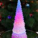 MOMENTS IN TIME Color Changing Acrylic Christmas Tree LED Light Up Tabletop Holiday Decoration, Battery Operated Crystal Effect Christmas Dcor 10.5
