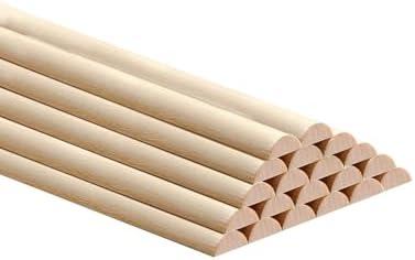 18 PCS Split Wood Dowel Rods, 15.7-inch x 1/2-inch Unfinished Cuttable Half Round Wooden Dowels Sticks for Art Projects and DIYers