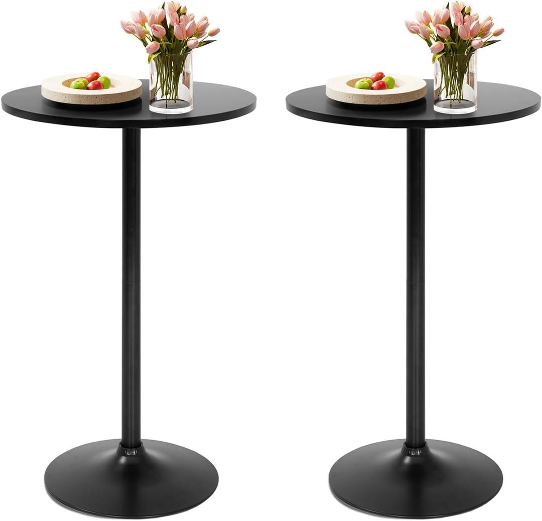 FDW Bistro Pub Table 40 Inch Height Cocktail Table Round Bistro Bar Table for Home, Kitchen Dining and Restaurant (Black)