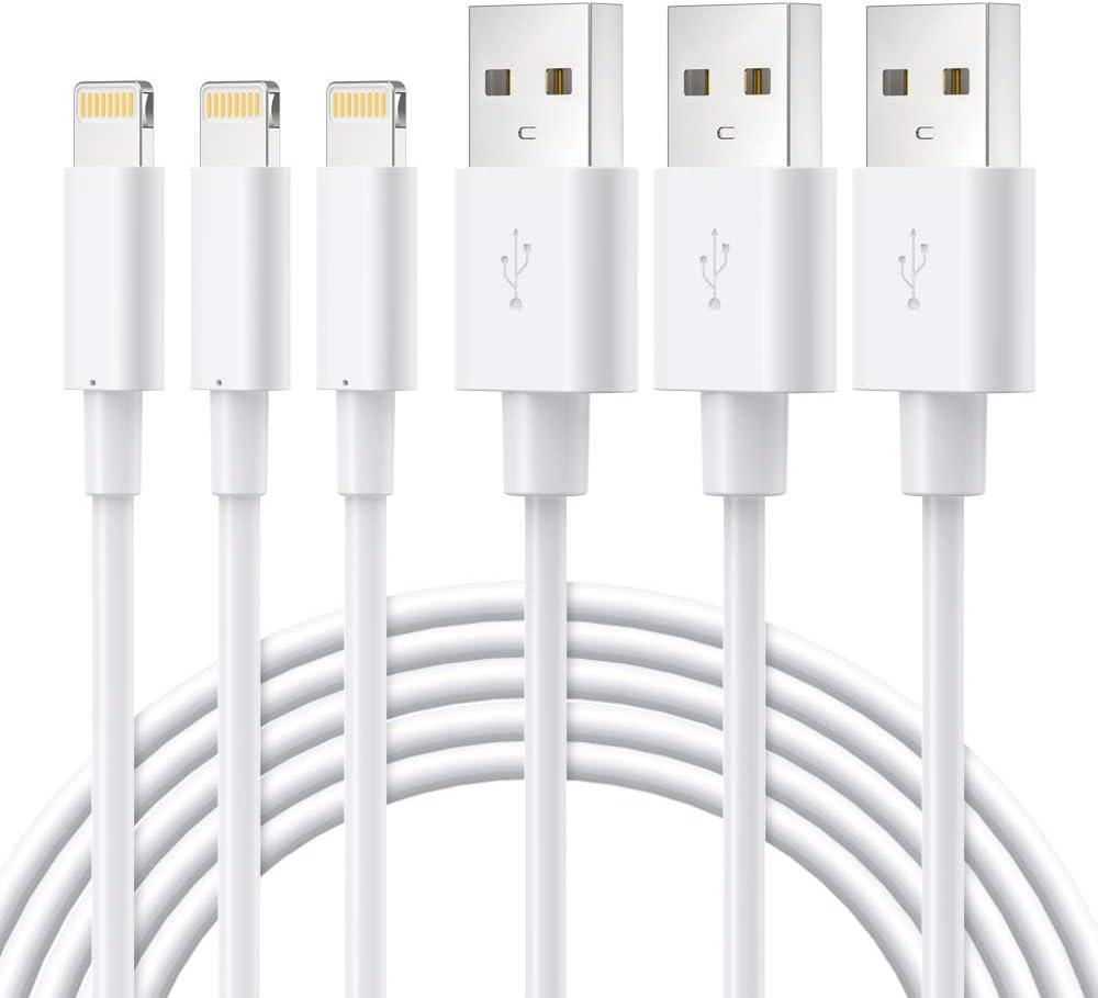 Novtech Lightning Cable MFi Certified, iPhone Charger 3 Pack 3FT Lightning to USB Cable Cord, 2.4AFast Charging Wire Compatible with iPhone 14 13 12 11 Pro Max Mini SE XS MAX XR X 8 7 6 Plus, White