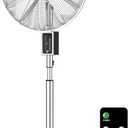 Holmes 16 Inch Chrome Digital Metal Stand Fan 3 Speeds 75 Degree Oscillation 20 Degree Head Tilt Adjustable Height Quiet Operation Remote Control for Home Office Bedroom Living Room