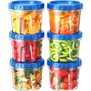 6 Pack-24 oz Freezer Storage Containers, Plastic Food Storage Containers with Twist Top Lids, BPA Free and Reusable Soup Containers with Lids, Leakproof/Microwave/Dishwasher Safe