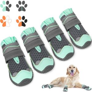 SlowTon Dog Shoes for Large Small Medium Dogs - Breathable Dog Boots for Summer Hot Pavement, Paw Protector for Outdoor Walking Winter Snow, Anti-Slip Rubber Dog Booties for Hard Floor (W, 1)