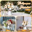Domensi 6 Sets Wedding Centerpiece for Table Artificial Rose with Vase Fake Bouquets and Metal Pot Floral Arrangements for Mother's Day Holiday Party Event Table Decor (Champagne)