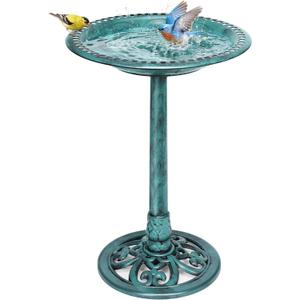 VIVOHOME Bird Bath for Outside, Polyresin Pedestal Bird Baths for Outdoor, Garden, 28 Inch Height Weather-Resistant Birdbaths with 20" Bowl, Green