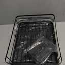 Sakugi Stainless Steel Dish Drying Rack for Kitchen Counter, Sink Organization and Storage Essentials with Silverware & Utensil Holder, Home and Apartment Decor, 12''W x 15.5''L, Black