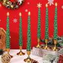 6 Set Christmas Tree Shaped Taper Candles with Holder 10 Inch Christmas Tree Shaped Candles Decorative Xmas Gifts for Centerpiece Decorations