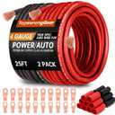 TOPSTRONGGEAR 4 Gauge Wire for Automotive Power Ground, Car Audio, Car Amplifier, RV, Amp, CCA Automotive Wire, Battery Cable, Wiring Kit (25FT Each Black/Red with 20PCS Lugs, 20 Heat Shrink Wrap)