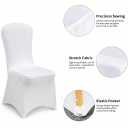 50 Pcs White Washable Removable Universal for Wedding Party Dining Banquet Polyester Spandex Stretch Slipcovers Chair Covers