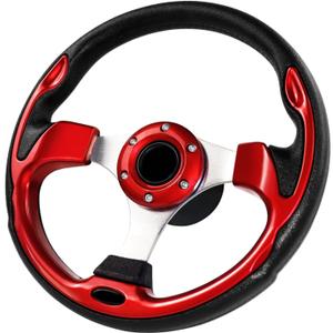 12.5 Inch Boat Steering Wheel With 3/4" Axle Marine Adapter, Anti-Slip for Boats, Yachts, Pontoon Boats, Red