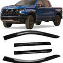 Tape-On Rain Guards Window Visor Compatible with 2019-2024 Chevy Silverado 1500 & GMC Sierra 1500 Crew Cab Pickup Truck Window Vent Deflector Visors 4 Pcs (For 2019-2023 Chevy Silverado 1500)