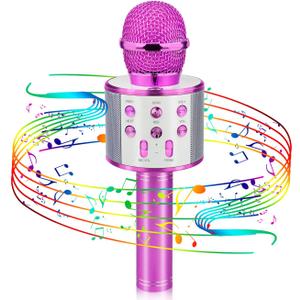Popular Toys for 4-12 Year Old Girls, Wireless Bluetooth Microphone for Kids Music Toy for 5-11 Year Old Kids Girl Party Gift Age 4-12 Girl (Pink)