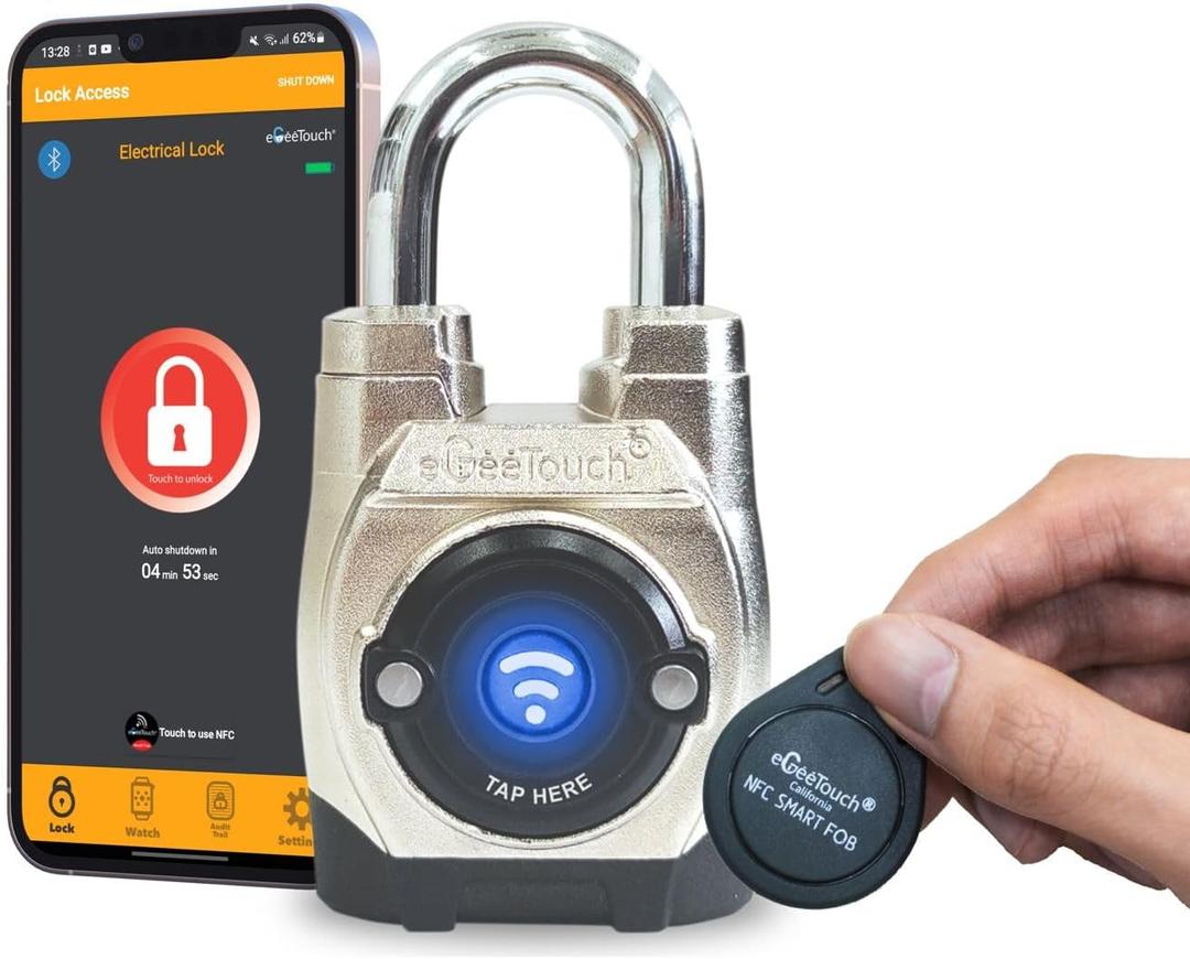 5th GEN Outdoor Smart Padlock (Single, Short Shackle) Keyless Bluetooth & NFC Lock, Durable Weatherproof Security for Sheds, Gates, Bikes - Convenient App Control & Enhanced Safety