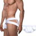 Meshal Sheer Men's Bikini Briefs Silky Smooth Sexy Seamless Lingerie See Through Bulge Ball Pouch Underwear (White, XXL)