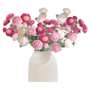 Artificial Flowers Silk Peony Pink Flowers Combo Rose Red Silk Flowers Bouquet 20Pcs 60Heads Fake Peonies for Faux Floral Arrangements Home Table Kitchen Wedding Party Farmhouse Decor