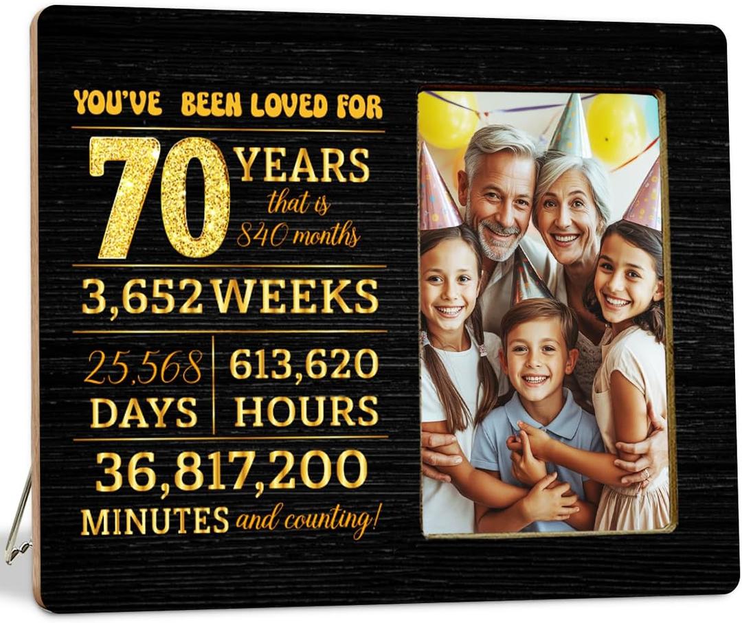 70th Birthday Gifts Picture Frame for Women Men, 70th Anniversary Picture Frame Gifts for Couples, 8x10 inches