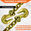 YATOINTO G80 Transport Binder Chain 1/2 Inch x 10 Foot Safety/Binder Chain with Clevis Grab Hooks 12,000 lbs Safe Working Load Logging Chain for Transporting Towing Tie Down Binding Equipment