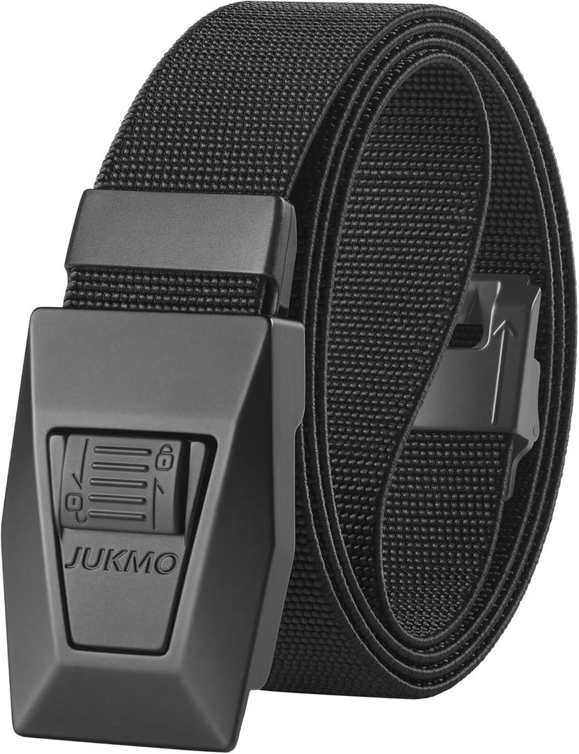 JUKMO Men's Tactical Belt Quick Release Nylon Web for Military Golf Hiking Rigger Heavy Utility Duty Work in Gift Box (Small-for Waist 30"-36" (Length 45"), Black)