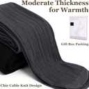 Women's Cable Knit Tights Soft Sweater Opaque Fall Winter Warm Tights for Women Ribbed Knit Striped Thick Stockings (Black)