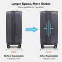 mixi 26 Inch Large Expandable Checked Luggage Suitcase with Spinner Wheels, Hardside Rolling Travel Suitcase PC with TSA Lock, Rock Gray, 26 Inch EXT