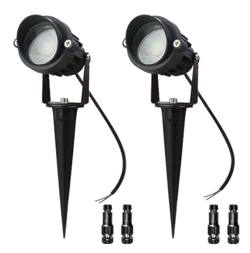LAVAED 10W LED Landscape Lights 12V Outdoor Spotlight with Connectors Low Voltage Landscape Lighting Warm White Waterproof Yard Uplight(2Pack)