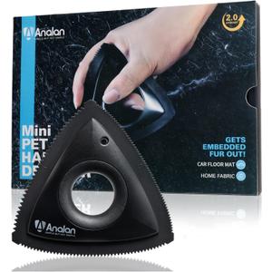 Analan Mini Pet Hair Remover for Car Detailing Supplies, Carpet Dog Hair Remover for Car Interior, Triangle Dog Hair Remover for Auto Detailing, Couch, Furniture, Lint, Carpet (Jet Black)