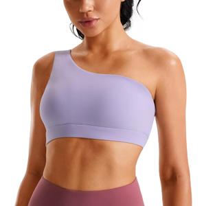 One Shoulder Sports Bras for Women Low Impact Asymmetrical Workout Tops Padded Yoga Right Shoulder Strap Bra (S)