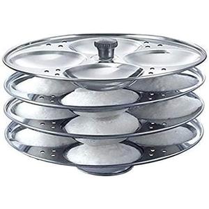 Stainless Steel 4-Tier Idli Maker with Induction Base | Idli Stand & Steamer Indian Kitchen Item Gift Item Pack of 1 (16 Idli/ 4 Plates)