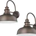 Bestshared Farmhouse Barn Light 14 Inch Dome Outdoor Wall Sconce, Outside Wall Mount Light, Exterior Lighting Fixture, Front Door Porch Lantern Lamp for Entryway, Patio (ORB+White, 14 Dome-2Pack)