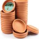 vensovo 3 Inch Terracotta Plant Saucer Pots Tray - 32 pcs Mini Planter Saucers for Indoor & Outdoor Plants, Small Clay Trays Perfect for 2 Inch 2.5Inch Flower Pot