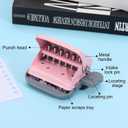 PATIKIL 1/4" 6 Hole Paper Punch, Metal Hole Puncher 5 Sheet Punch Capacity Loose Leaf Paper Puncher Circle Punch for Office and Home Supplies, Pink