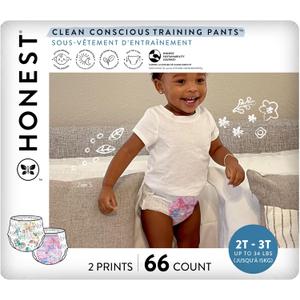 The Honest Company Clean Conscious Training Pants for Sensitive Skin | Hypoallergenic, Fragrance Free | Magical Moments + Butterfly Kisses | Size 2T/3T (up to 34 lbs), 66 Count