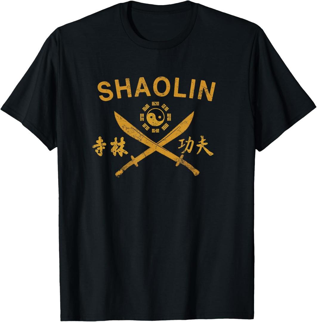 Shaolin Kung Fu Martial Arts Broadsword T-Shirt, Small, Black