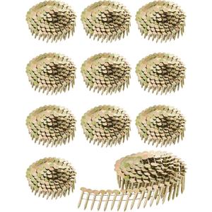 3600 Count Coil Roofing Nails 15 Degree Round Head Wire Collated Electro Galvanized Stainless Steel Siding Nails with Smooth Ring Shank for Roof Lathing Sheathing Material (1-1/4 -inch x .120 Inch)