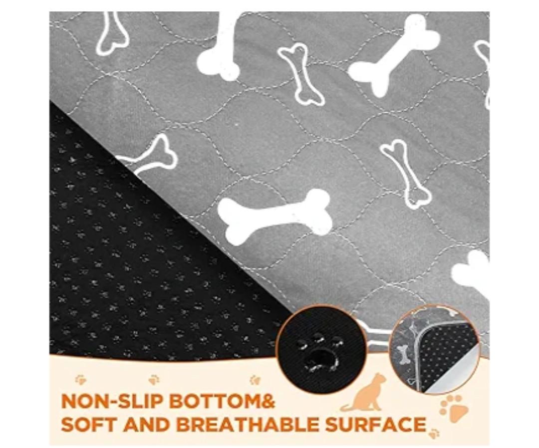 Washable Pee Pads for Dogs, 2 Pack Large Reusable Puppy Pads, Non-Slip Waterproof Dog Mats for Floors, Fast-Absorbent Whelping Pad, Playpen Mat for Crate or Indoor Use Gray 23.5×16 inch