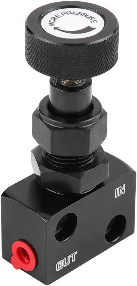Klanata Universal Motorsport Brake Proportioning Valve, Aluminum Pressure Regulator with Adjustable Prop Bias for Racing (150PSI to 1200PSI) (Black)