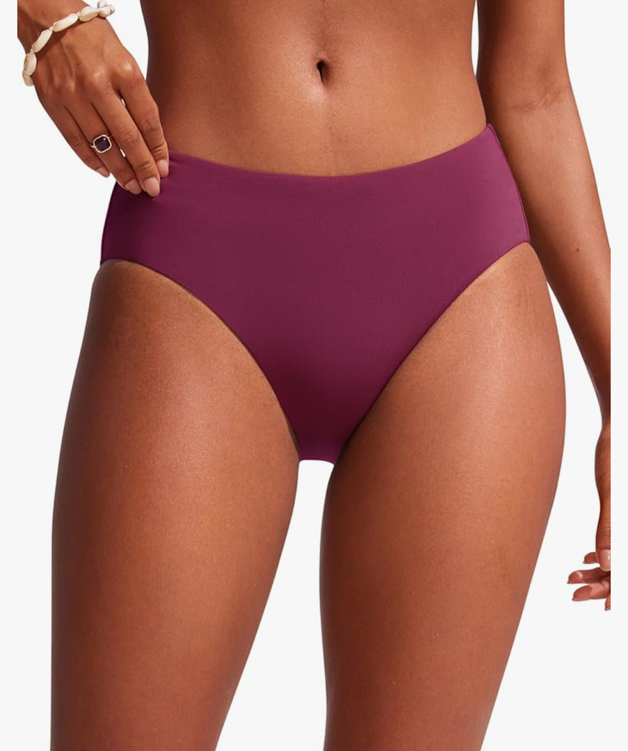 CRZ YOGA Bikini Bottoms for Women Mid Rise Full Coverage Bathing Suit Swimsuit Basic Swim Briefs Size 4-6