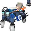 X900 Heavy Duty Beach Wagon with 9x4 Sand-Proof PU Wheels, 300L Oversized Foldable Wagon Cart with Side Bag, All-Terrain Utility Wagon for Beach Essentials, Sport, CampingNavy Blue