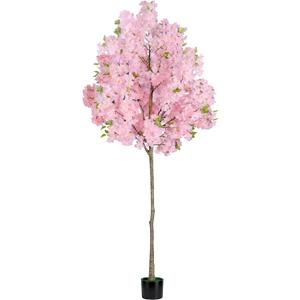 6FT Pink Artificial Cherry Blossom Tree, Realistic Potted Faux Cherry Tree, Silk Flower Fake Tree, Artificial Plants for Home Office Wedding Party Indoor Outdoor Front Door Decoration