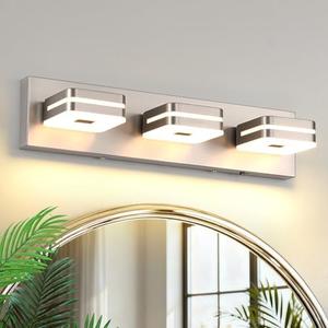7Degobii 3 Light Bathroom Vanity Light, Brushed Nickel Vanity Light Fixture Over Mirror, Dimmable 5CCT LED, Modern Wall Sconce for Bathroom, Farmhouse Vanity Lights for Mirror, Indoor Use
