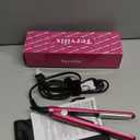 Terviiix Mini Flat Iron for Bangs Short Hair Edges, 1/2 Inch Small Ceramic Hair Straightener and Curler 2-in-1, Travel Flat Iron with Dual Voltage, 430F Fast Heat, Pouch - Pink