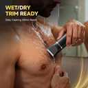 Beard Trimmer for Men, IPX7 Waterproof Body Hair Trimmer Electric Razor Shaver Body Grooming Kit Wet/Dry Use for Groin, Nose, Ear Hairs, Beard, Legs, Chest (Black)