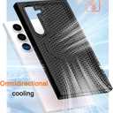for Samsung Galaxy S25 5G Magnetic Heat Dissipatio Case, Hollow Cellular Mesh Breathable Cooling Hard PC Shockproof Cover for Galaxy S25 SRC Black
