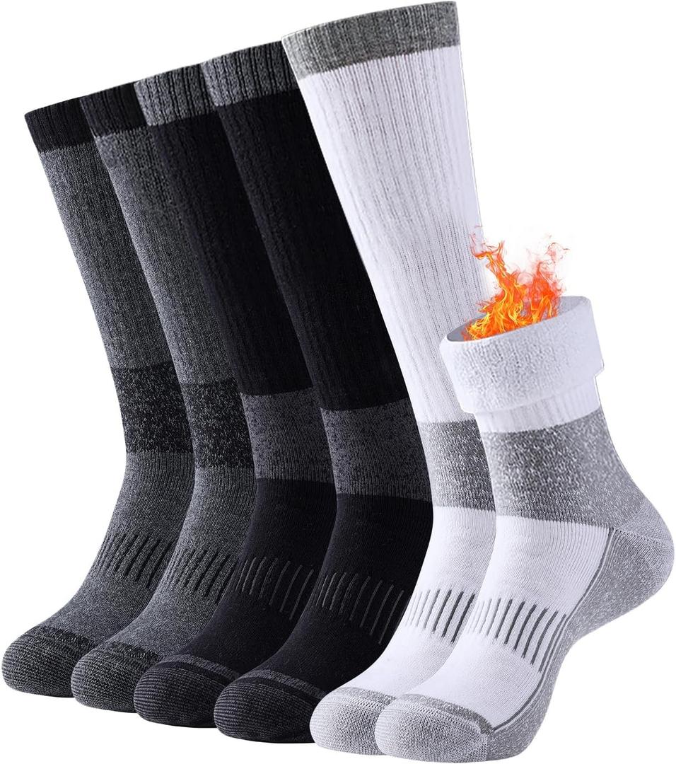 Wool Socks for Men & Women - Thermal Boot Socks, Moisture-Wicking & Breathable, 3-Pack (Black)